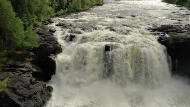 Ristafallet Waterfall Western Part Jamtland Listed One Most Beautiful Waterfalls — Stock Video
