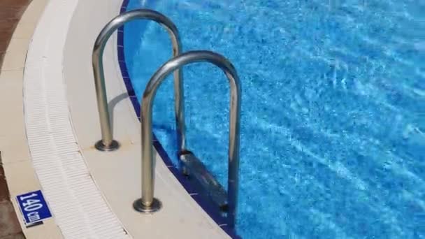 Grab Bars Ladder Swimming Pool — Stock Video