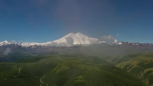 Region Elbrus Latanie Nad Płaskowyżem Piękny Krajobraz Natury Góra Elbrus — Wideo stockowe