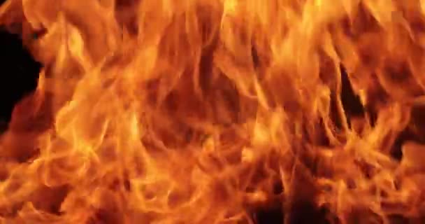 スローモーションで黒の背景に火の炎 — ストック動画