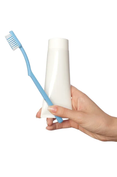 Pasta de dientes y cepillo de dientes — Foto de Stock