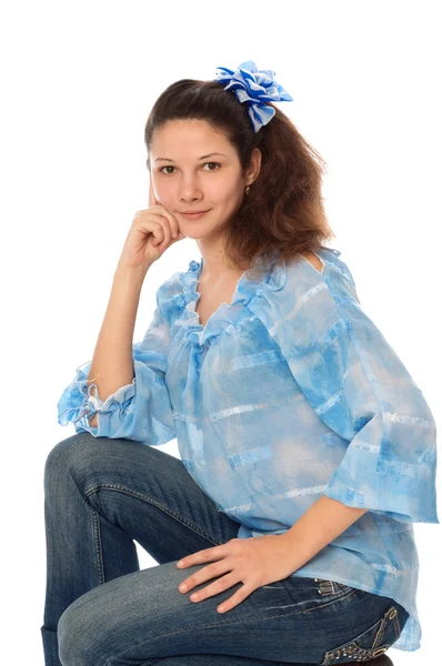 Vrouw in jeans — Stockfoto