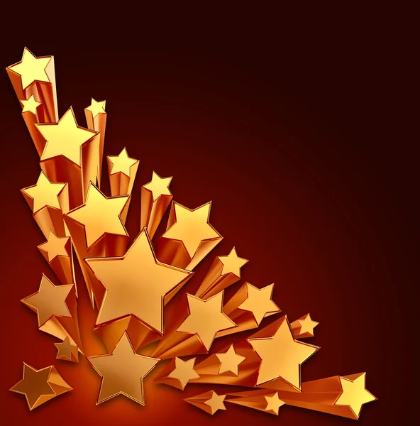 Moving golden stars on brown background — Stock Photo, Image