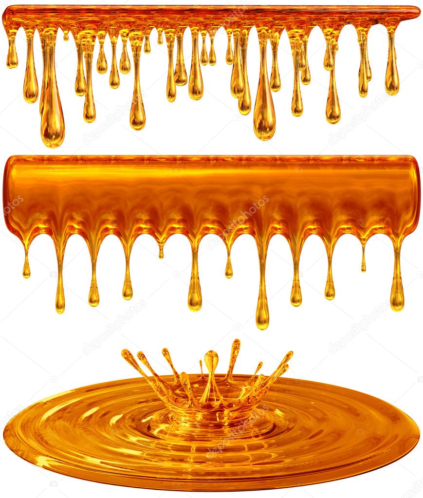 Dripping and splash golden honey or caramel