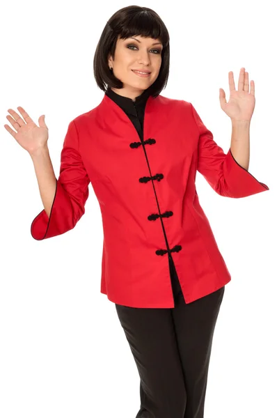 Woman in Chinese dress on fashion week in Paris — Stock Photo, Image