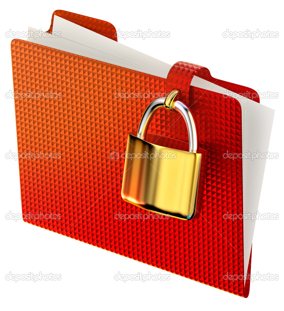 Red folder with golden hinged lock