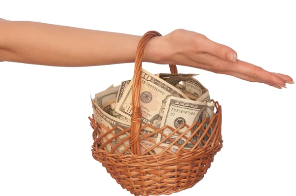 Basket with money — Stock Photo, Image