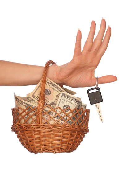 Basket with money — Stock Photo, Image