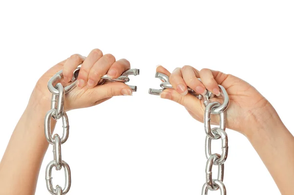 Tearing a heavy chain — Stock Photo, Image