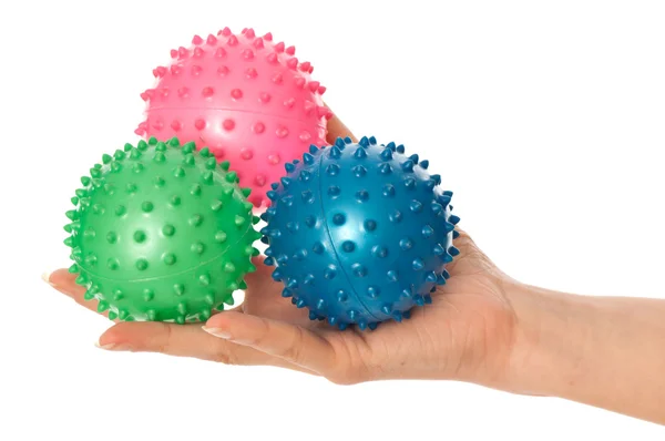 Tre palle da massaggio colorate — Foto Stock