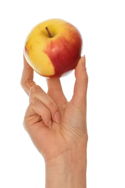 Gul med röda kanter apple — Stockfoto