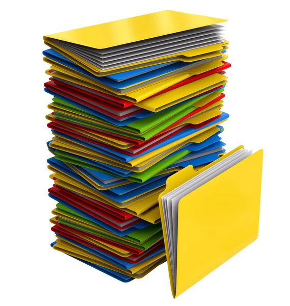 A pile of multi-colored folders with documents — Stock Photo, Image