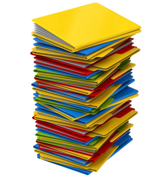 A pile of multi-colored folders with documents — Stock Photo, Image