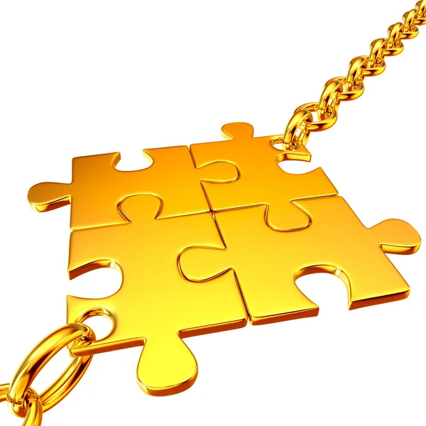 Catene d'oro con i puzzle raccolti — Foto Stock