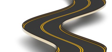 Kişilik bölünmesi şeridi ile asfalt yol