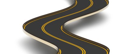 Winding asphalt road with double dividing strip clipart
