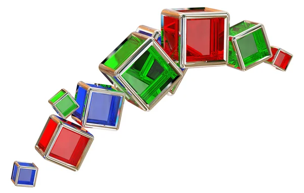 Glass cubes in a metal frame — Stock Photo, Image