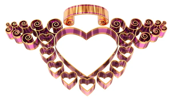 Beautiful twisted frame with hearts and curls — Stock Photo, Image