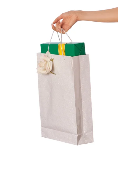 Paper bag with a box — Stock Photo, Image