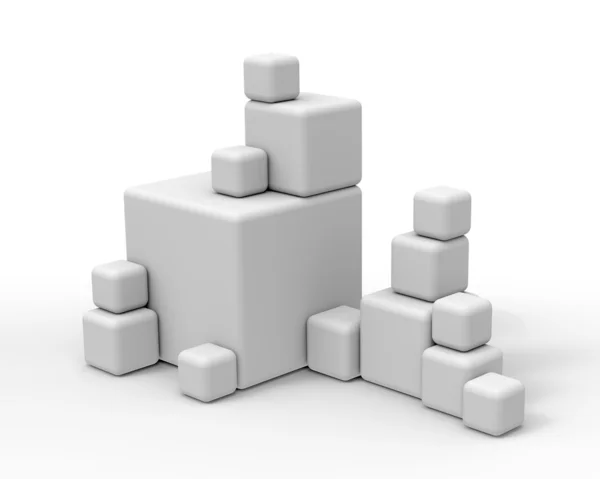Big and small white cubes — Stock Photo, Image