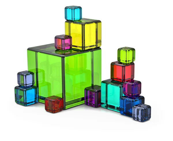 Cubos renderizados coloridos — Fotografia de Stock