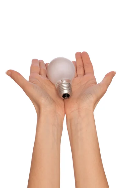 Lamp in the woman's hand — Stock Photo, Image