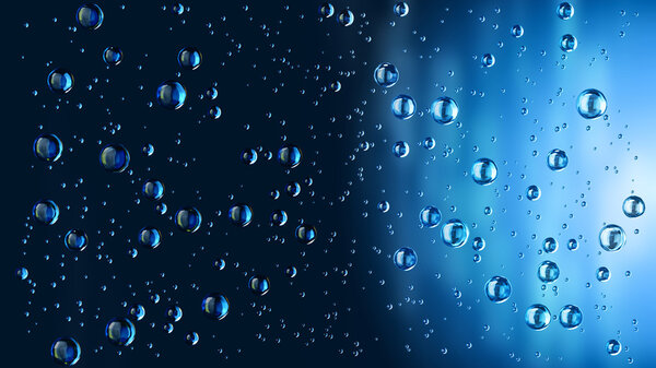 Motion blue water drops in the rain