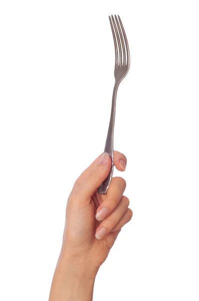 Woman holding a fork — Stock Photo, Image