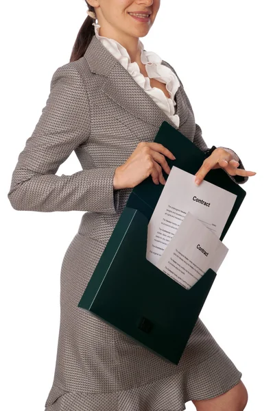 Suitcase with contracts — Stock Photo, Image