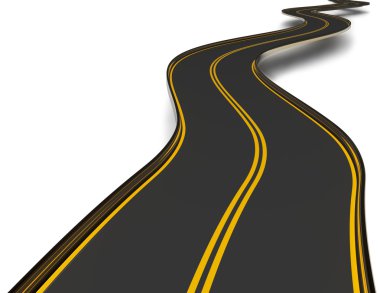 Kişilik bölünmesi şeridi ile asfalt yol