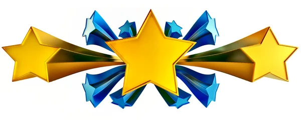 Conjunto de onze estrelas douradas e azuis brilhantes — Fotografia de Stock