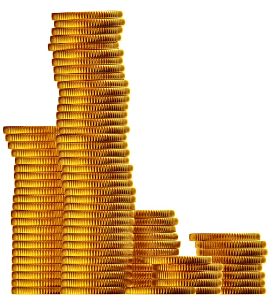 Stacks of gold dollar coins — Stock Photo, Image