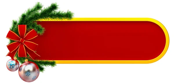 Kerstmis frame met ballen en rode boog — Stockfoto