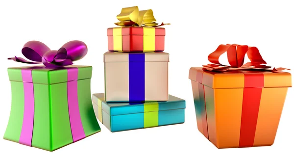 Set of gifts with bows — Stock Photo, Image