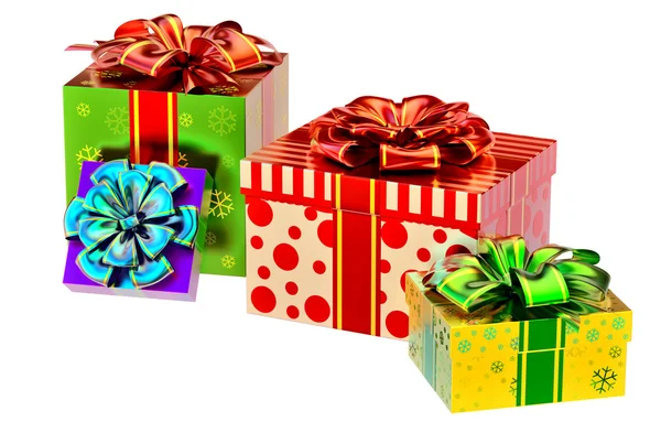 Set of gifts with bows — Stock Photo, Image