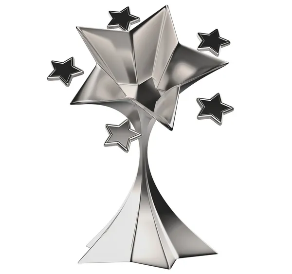 Набор из семи блестящих серебряных звезд в движении — стоковое фото