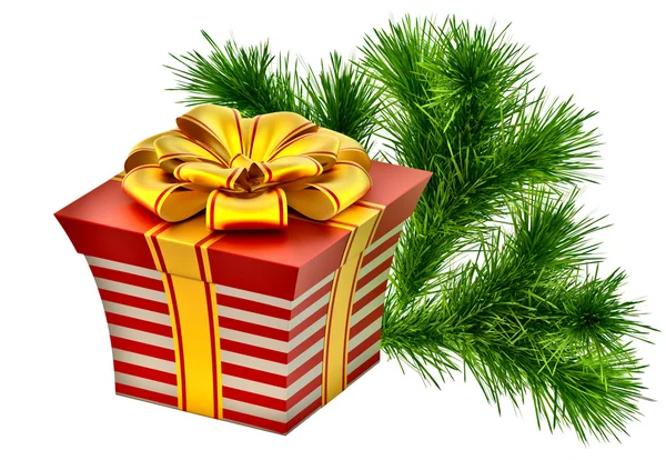 Gift with golden bow — Stock Photo, Image