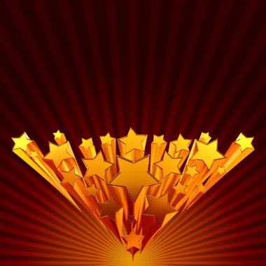 Moving golden stars on brown background clipart