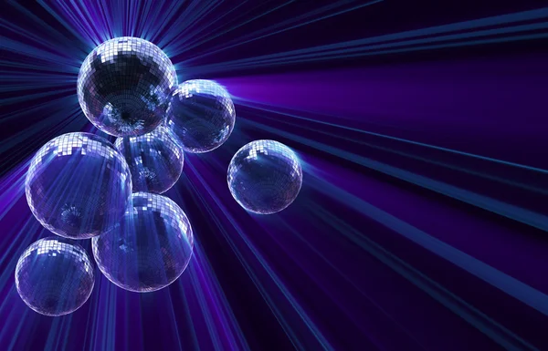Dark funky background with mirror disco balls — Stock Photo, Image
