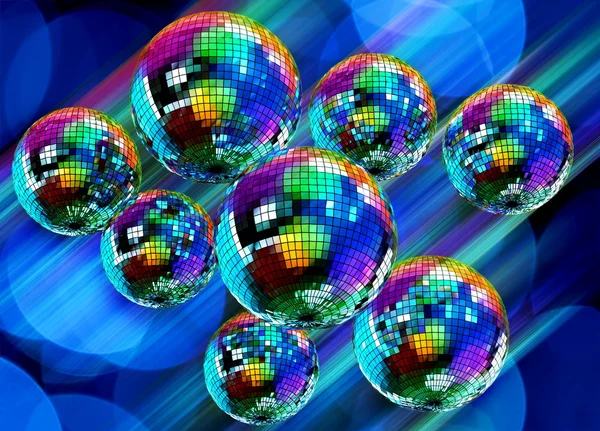 Fundo funky colorido com bolas de disco espelho — Fotografia de Stock