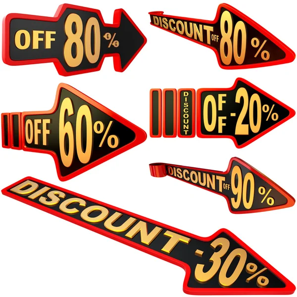 Set of arrow labels for sales with discounts — Stock Photo, Image