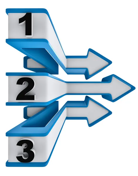 Egy két három - szimbólum fejlődéshez történő három lépésben — Stock Fotó