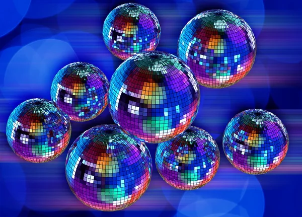 Fond funky coloré avec boules de disco miroir — Photo