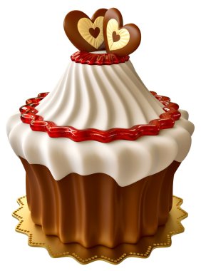 Çikolatalı kek Ahududu reçeli ve iki kalp