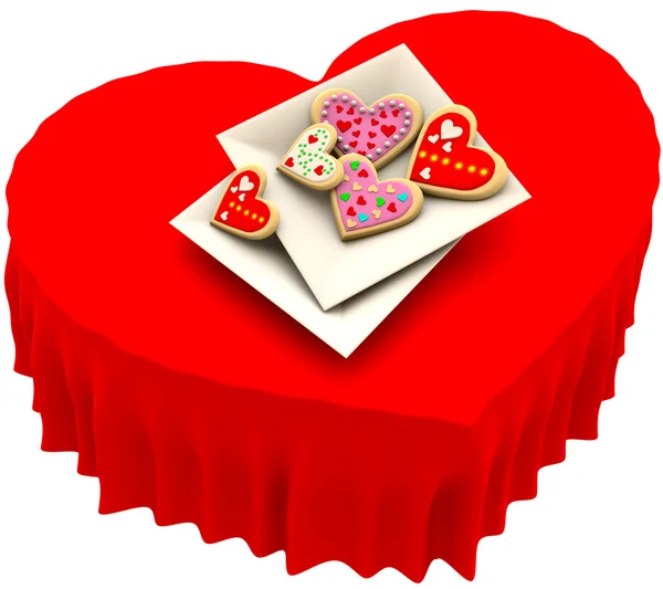 Allsorts biscoitos em forma de coração para o Dia dos Namorados — Fotografia de Stock