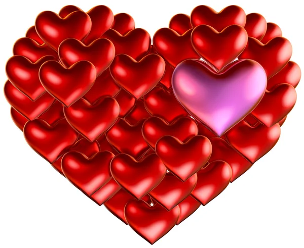 Набор из красных сердец в форме сердца для свадьбы — стоковое фото