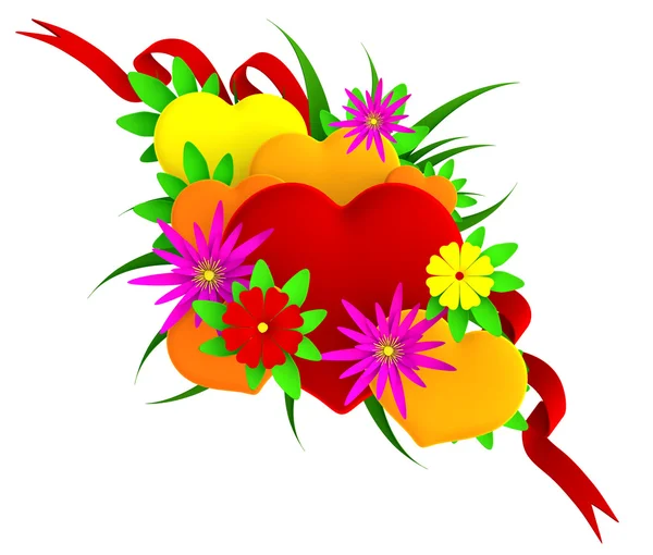 Zestaw serc w stylu kwiatowy na dzień matki — Zdjęcie stockowe