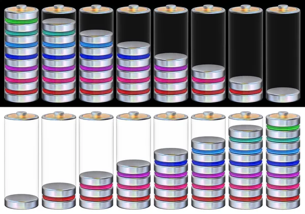 Set delle immagini dei livelli della batteria Fotografia Stock