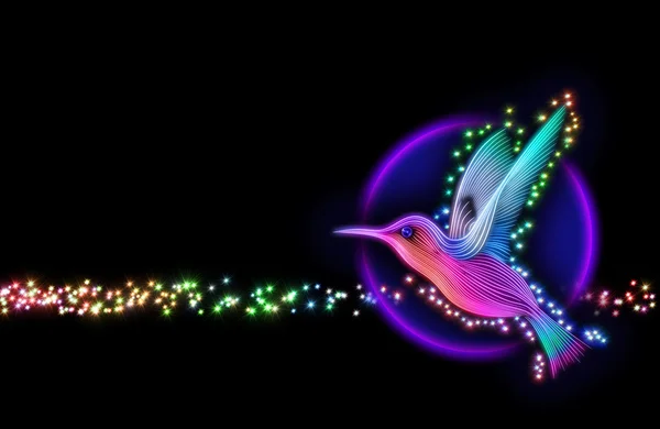 3D Darstellung des Kolibri-Vogels - Kolibri mit Sternen — Stockfoto