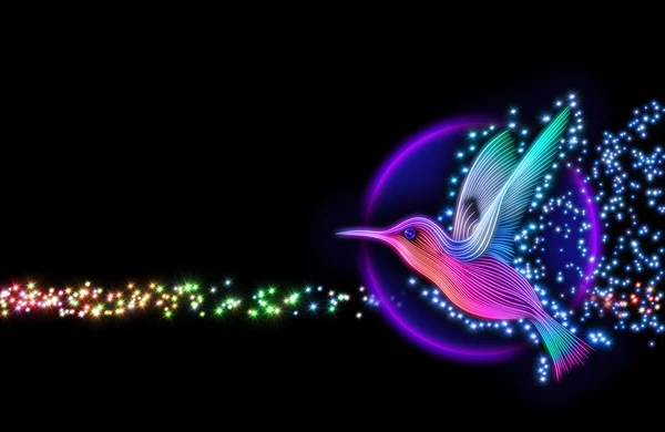 3D render colibri kuş - yıldız ile sinek kuşu